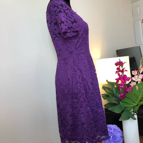 Women's Elegant Lace 3/4 Sleeve Crew Neck Dress - Picture 4 of 6